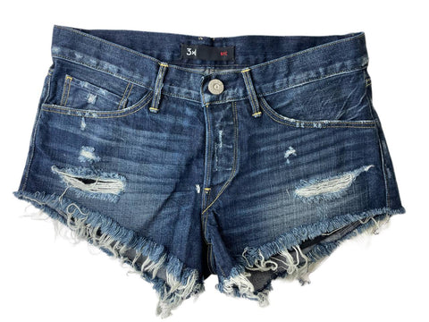 3X1 Women's Blue Denim 5 Pockets Selvedge Short #002 NWOTT