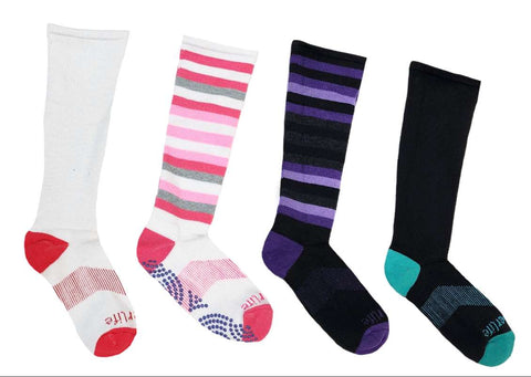 TOMMIE COPPER Women's 4 Pair Pink Multi Compression OTC Socks