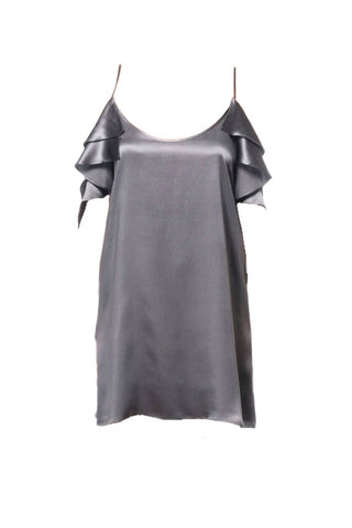 CAMI Women's Grey Ruffle Sleeveless Dress #033 XS NWT