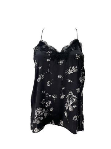 CAMI Women's Black Floral V-Neck Top #043 S NWT