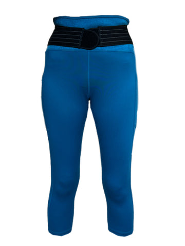 TOMMIE COPPER Women's Adjustable Strap Back Support Pro 19" Leggings, Teal