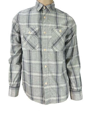 STEVEN ALAN Men's Gray Vintage Work Striped Casual Shirt NWT