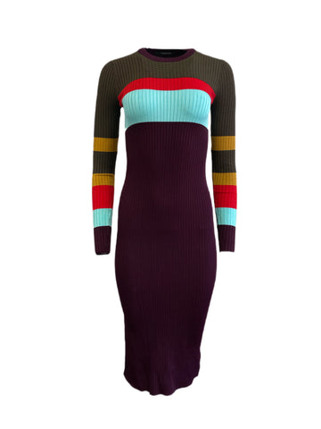 SCOTCH & SODA Women's Multicoloured Midi Rib Knit Dress #675 NWT