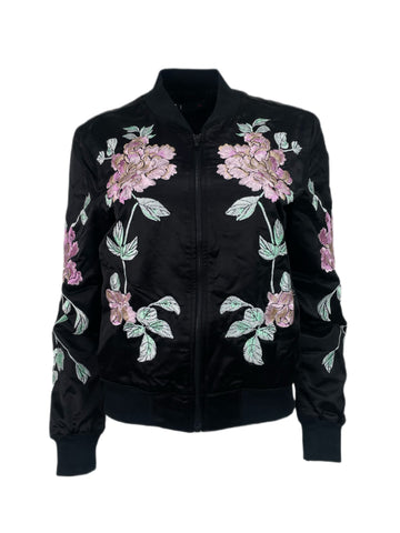 3X1 Women's Black Zip Up Satin Jacket #797 M NWT