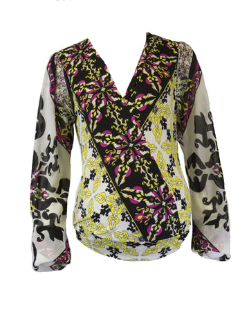 Analili Women's Geometric Design Wrap Top, X-Small