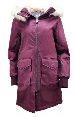 HoodLamb Women's Aubergine Long Natural Hemp Hooded Parka 420 NWT