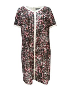 MARINA RINALDI Women's Bordeaux Dieci Printed V-Neck Dress $620 NWT