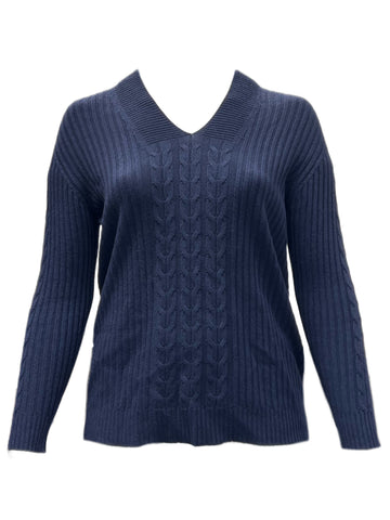 Marina Rinaldi Women's Navy Abetaia Pullover Sweater NWT