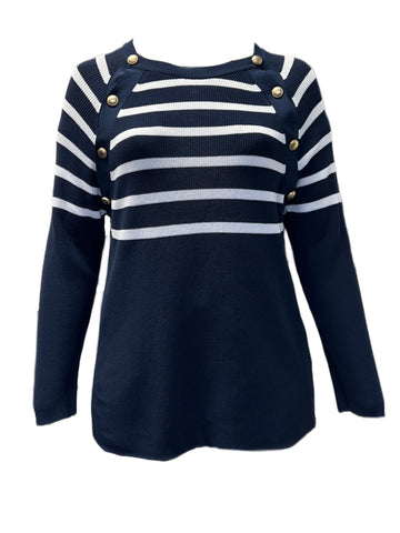 Marina Rinaldi Women's Navy Accento Knitted Sweater NWT