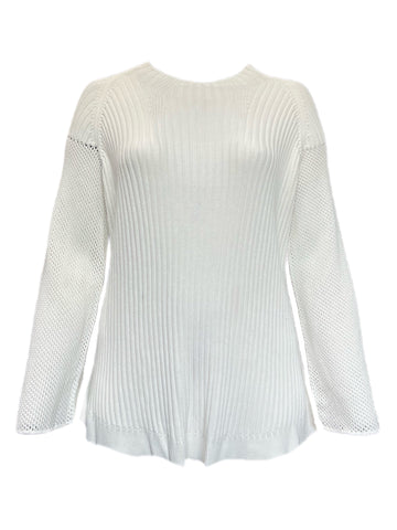 Marina Rinaldi Women's White Adagio Knitted Long Sleeves Sweater Size XL NWT