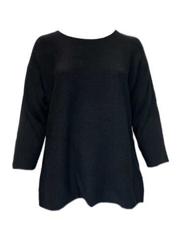Marina Rinaldi Women's Black Adottato Knitted Long Sleeves Sweater Size XL NWT