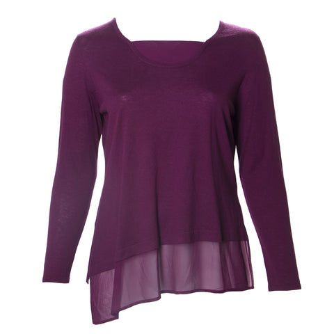 MARINA RINALDI Women's Purple Agata Faux Layer Sweater $450 NWT