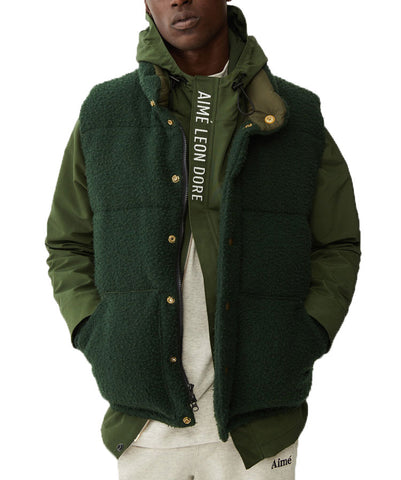 AIME LEON DORE Men's Green Nubby Wool Down Insulated Vest NWT
