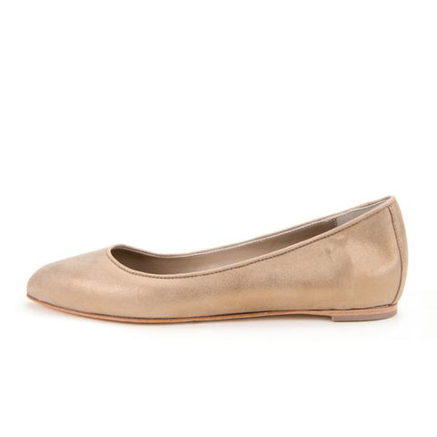 ALBERTO FERMANI Women's Light Gold Leather Burma Flats Floor Model