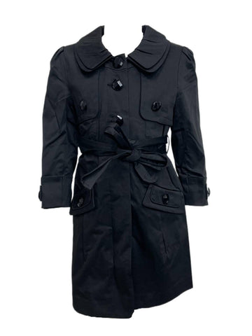 AQUA Girl's Black Long Sleeve Trench Coat NWT