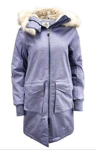 HoodLamb Women's Blue Grey Long Natural Hemp Hooded Parka 420 NWT