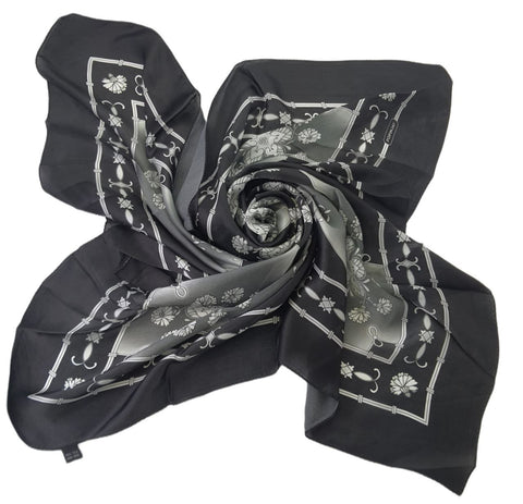 POPINJAY Women's Black Silk Handmade Scarf #BX1 44'x41' One Size NWT