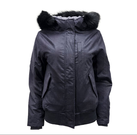 HoodLamb Women's Black Short Furry Hooded Hemp Vegan Jacket NWT