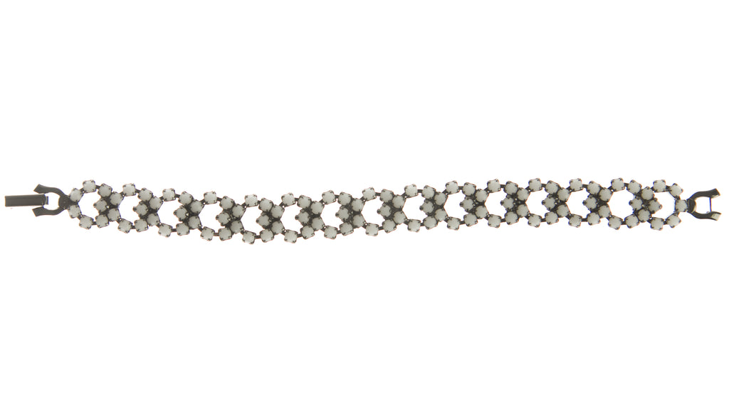 JOOMI LIM Let them Eat Cake Jewel Bracelet - White/Hematite $250 NEW