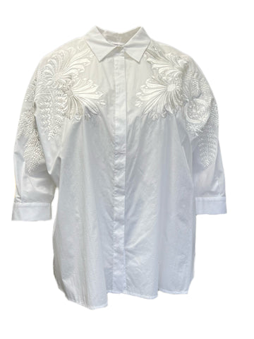 Marina Rinaldi Women's White Balzare Cotton Shirt Size 20W/29 NWT