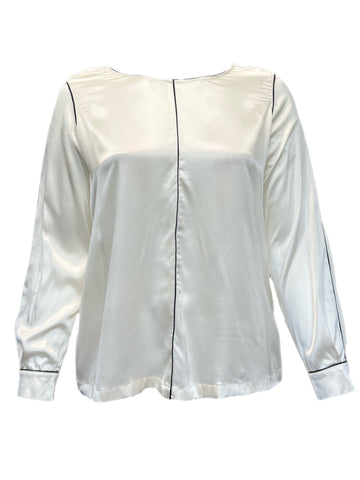 Marina Rinaldi Women's Ivory Bambu Long Sleeve Blouse NWT