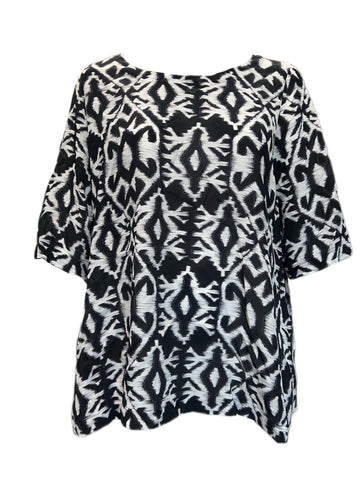 Marina Rinaldi Women's Nero Barbados Printed Silk Blouse NWT