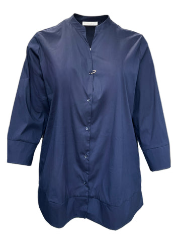 Marina Rinaldi Women's Blue Barbara Button Down Shirt NWT