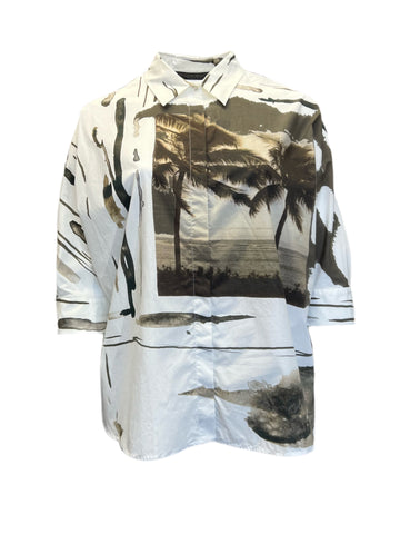 Marina Rinaldi Women's White Barre Button Down Cotton Shirt Size 18W/27