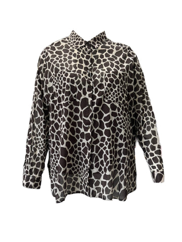 Marina Rinaldi Women's Brown Bauhaus Button Down Shirt NWT