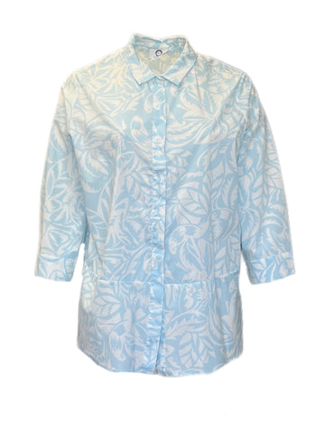 Marina Rinaldi Women's Blue Bautta Button Down Shirt NWT