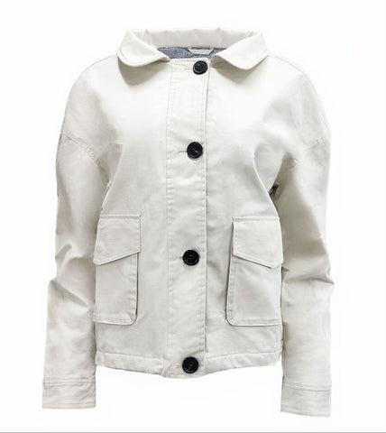 HoodLamb Women's Beige Oversized Short Natural Hemp Jacket 420 NWT