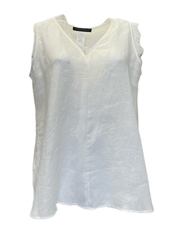 Marina Rinaldi Women's White Bebop Sleeveless Flax Tank Top NWT