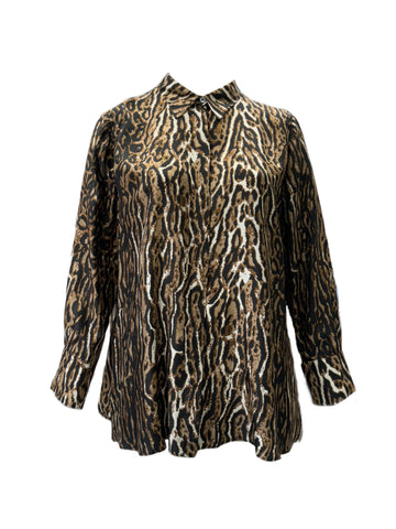 Marina Rinaldi Women's Brown Bellezza Button Down Shirt NWT