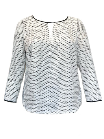 Marina Rinaldi Women's White Bene Polka Dot Blouse NWT