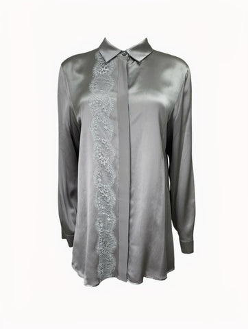 Marina Rinaldi Women's Silver Bengala Button Closure Blouse Size 14W/23 NWT