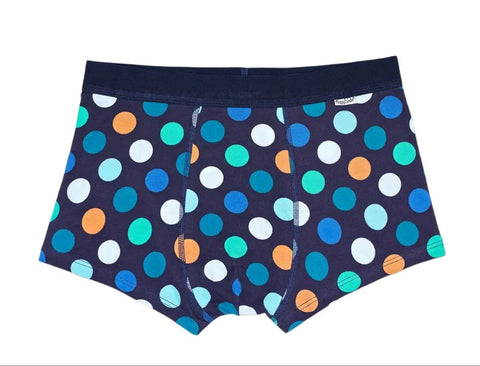 HAPPY SOCKS Men's Blue Big Dot Stretchy Cotton Breathable Trunk NWT