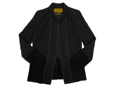 Hanley Mellon Women's Crepe Car Coat with Rib Trim 6 Black