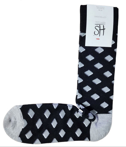 HAPPY SOCKS Men's Black Cotton Soft Stretchy Crew Socks Size 8-12 NWT