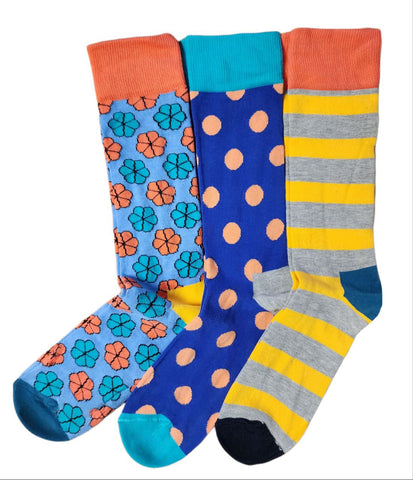 HAPPY SOCKS Men's Multicoloured Cotton Crew Clower 3-Pack Socks Size 8-12 NWT