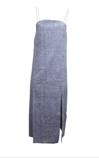 HoodLamb Women's Navy Spaghetti Strap Hemp Dress with Split 420 NWT