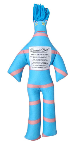 DAMMIT! DOLLS Blue Stress Relief Squishy Classic Stripe Doll Gag Gift 12" NWT
