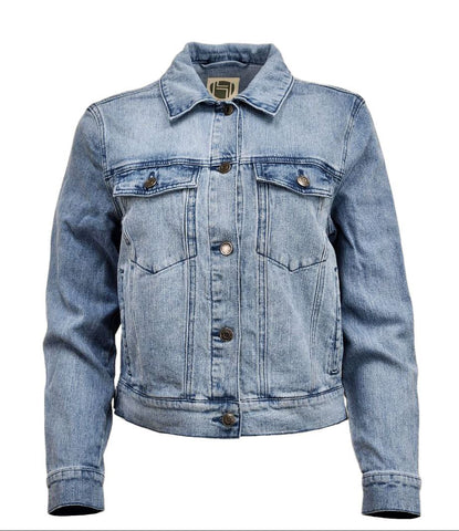 HoodLamb Women's Light Blue Denim Organic Cotton Hemp Jacket 420 NWT