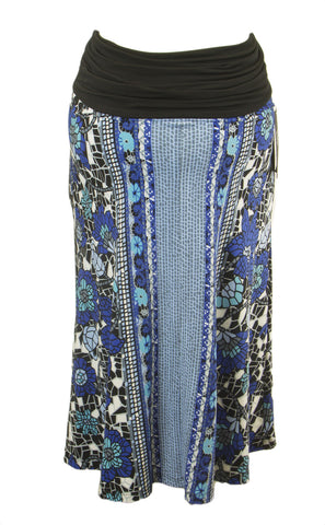 OLIAN Maternity Women's Blue Abstract Print A-Line Skirt I200704 $85 NWT