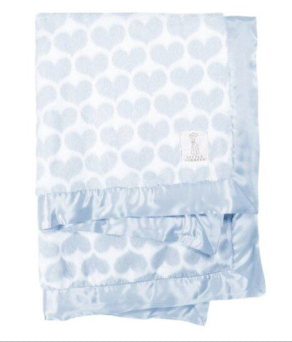 LITTLE GIRAFFE Baby's Blue Hearts Super Soft Luxe Blanket 29"x35" NWT