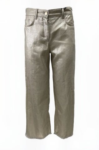 Max Mara Women's Gold Bouquet Wide Leg High Rise Pants NWT