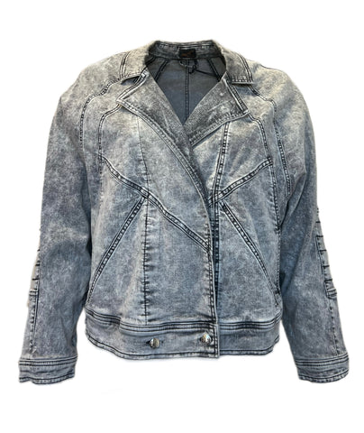Marina Rinaldi Women's Grey Camaiore Button Closure Denim Jacket NWT
