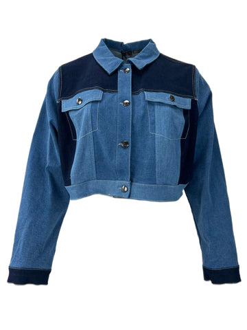 Marina Rinaldi Women's Blue Camera Button Down Denim Jacket