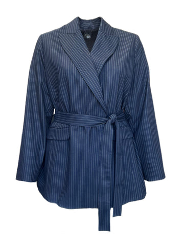 Marina Rinaldi Women's Blue Camilla Belted Jacket NWT