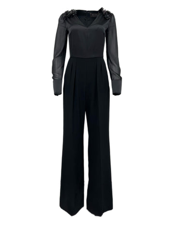 Max Mara Women's Black Camino Embellished Front Jumpsuit Size 6 NWT