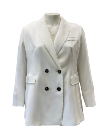 Marina Rinaldi Women's White Canberra Button Closure Blazer NWT